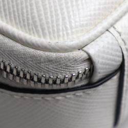 Prada White Saffiano Triangle Shoulder Bag
