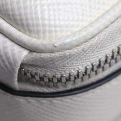 Prada White Saffiano Triangle Shoulder Bag