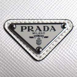 Prada White Saffiano Triangle Shoulder Bag