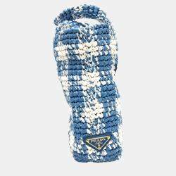 Pre Owned Prada Raffia Blue Small Crochet Basket Tote Bag