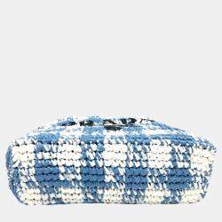 Pre Owned Prada Raffia Blue Small Crochet Basket Tote Bag