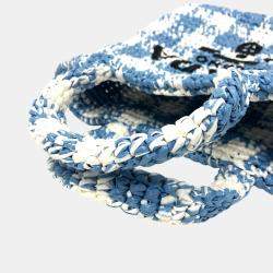 Pre Owned Prada Raffia Blue Small Crochet Basket Tote Bag