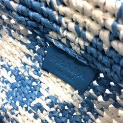 Pre Owned Prada Raffia Blue Small Crochet Basket Tote Bag