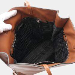 Prada Leather Brown Triangle Tote Bag