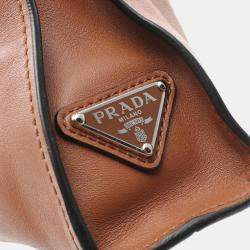 Prada Leather Brown Triangle Tote Bag