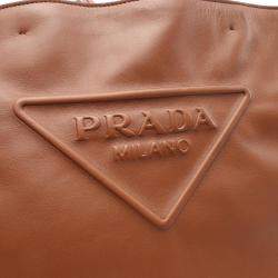 Prada Leather Brown Triangle Tote Bag