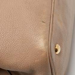 Prada Beige Leather Middle Zip Tote