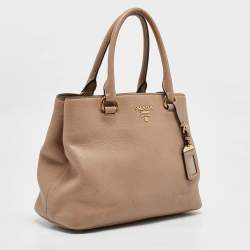 Prada Beige Leather Middle Zip Tote