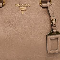 Prada Beige Leather Middle Zip Tote