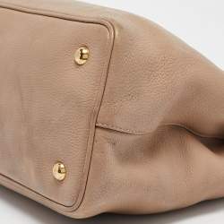 Prada Beige Leather Middle Zip Tote