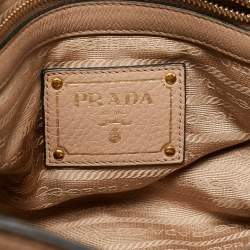 Prada Beige Leather Middle Zip Tote