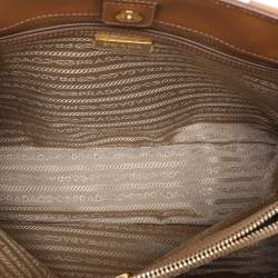 Prada Brown Saffiano Lux Leather Medium Galleria Zip Tote