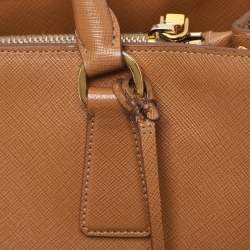 Prada Brown Saffiano Lux Leather Medium Galleria Zip Tote