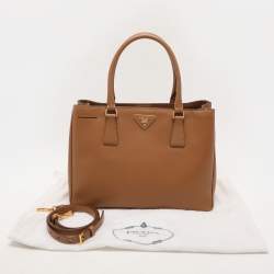 Prada Brown Saffiano Lux Leather Medium Galleria Zip Tote