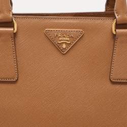 Prada Brown Saffiano Lux Leather Medium Galleria Zip Tote