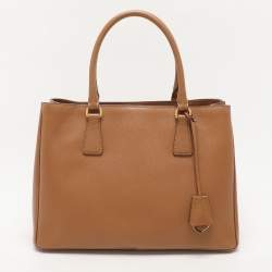 Prada Brown Saffiano Lux Leather Medium Galleria Zip Tote