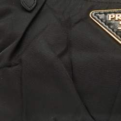 Pre Owned Prada Black Nylon and Leather Tassel Triangle Logo Shoulder Bag
