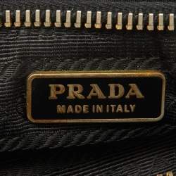 Pre Owned Prada Black Nylon and Leather Tassel Triangle Logo Shoulder Bag