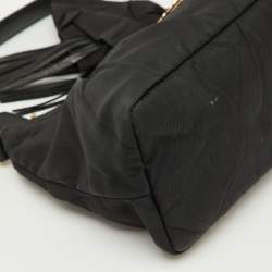 Pre Owned Prada Black Nylon and Leather Tassel Triangle Logo Shoulder Bag
