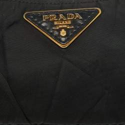 Pre Owned Prada Black Nylon and Leather Tassel Triangle Logo Shoulder Bag