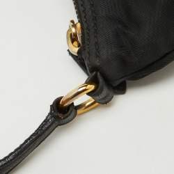 Pre Owned Prada Black Nylon and Leather Tassel Triangle Logo Shoulder Bag