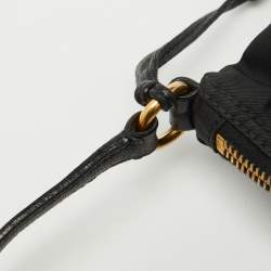 Pre Owned Prada Black Nylon and Leather Tassel Triangle Logo Shoulder Bag