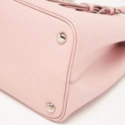 Pre Owned Prada Pink Saffiano Cuir Leather Small Double Handle Tote