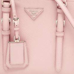 Pre Owned Prada Pink Saffiano Cuir Leather Small Double Handle Tote