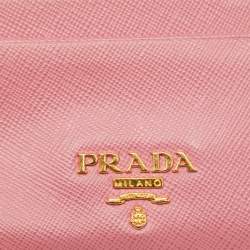 Pre Owned Prada Pink Saffiano Leather Logo Card Holder
