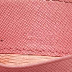 Pre Owned Prada Pink Saffiano Leather Logo Card Holder