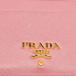 مملوكة مسبقًا Prada Pink Saffiano Metal Leather Card Holder