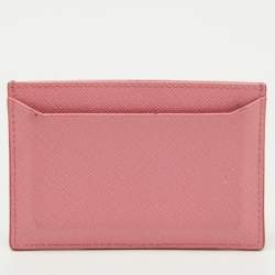 مملوكة مسبقًا Prada Pink Saffiano Metal Leather Card Holder