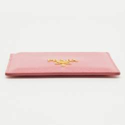 مملوكة مسبقًا Prada Pink Saffiano Metal Leather Card Holder