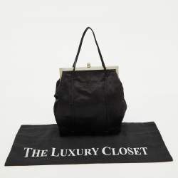 Pre Owned Prada Black Satin Vintage Raso Framed Tote