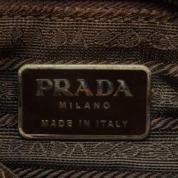 Pre Owned Prada Olive Green Suede Vintage Romantic Leaves Crossbody Bag