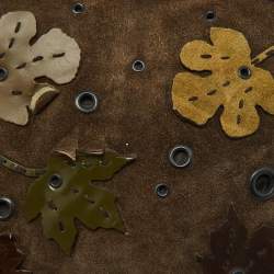 Pre Owned Prada Olive Green Suede Vintage Romantic Leaves Crossbody Bag