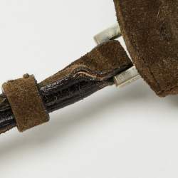 Pre Owned Prada Olive Green Suede Vintage Romantic Leaves Crossbody Bag