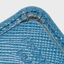 Prada Light Blue Saffiano Metal Leather Flap Card Holder