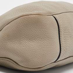 Prada Grey Vitello Daino Leather Logo Hobo