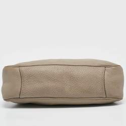 Prada Grey Vitello Daino Leather Logo Hobo