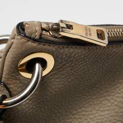 Prada Grey Vitello Daino Leather Logo Hobo