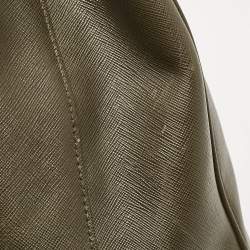 Pre Owned Prada Olive Green Saffiano Leather Extra Large Double Zip Tote
