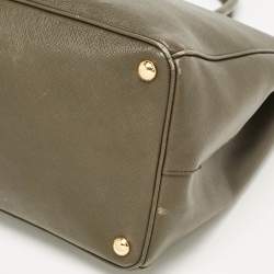 Pre Owned Prada Olive Green Saffiano Leather Extra Large Double Zip Tote