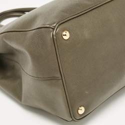 Pre Owned Prada Olive Green Saffiano Leather Extra Large Double Zip Tote