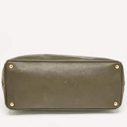 Pre Owned Prada Olive Green Saffiano Leather Extra Large Double Zip Tote