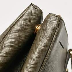Pre Owned Prada Olive Green Saffiano Leather Extra Large Double Zip Tote