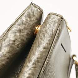Pre Owned Prada Olive Green Saffiano Leather Extra Large Double Zip Tote