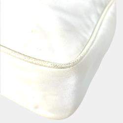 Prada Triangle Logo Triangle Logo Plate Chain With Crossbody Pouch Shoulder Bag White Beige