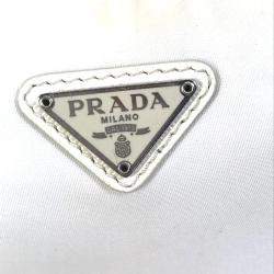 Prada Triangle Logo Triangle Logo Plate Chain With Crossbody Pouch Shoulder Bag White Beige