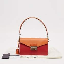 Prada Orange/Red Saffiano Leather Sound Flap Bag